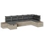 Hellgraues 7-teiliges Garten-Sofa-Set aus Poly Rattan mit Kissen von vidaXL.