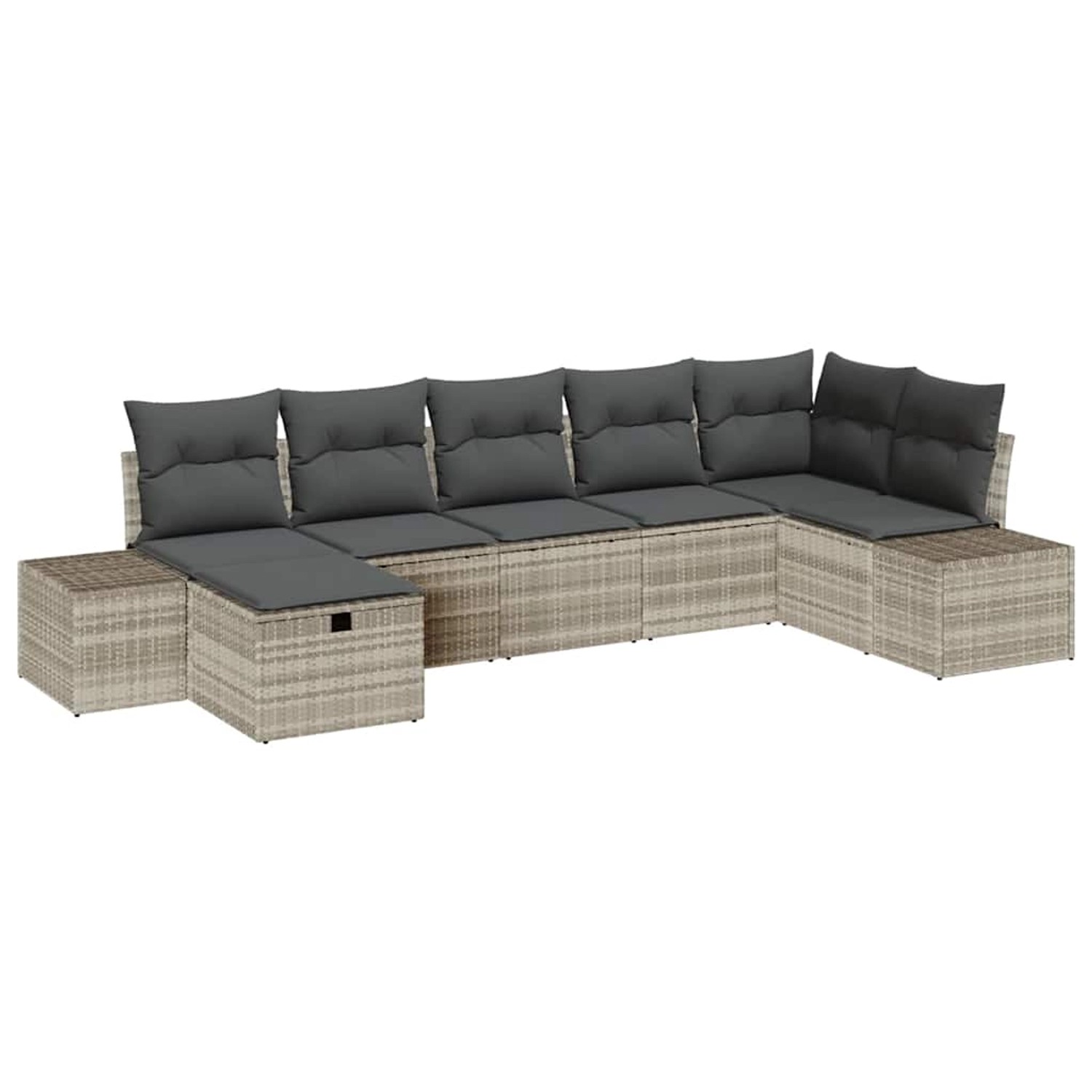 vidaXL Garten-Sofa-Set mit Kissen 7-Tlg Hellgrau Poly Rattan 3359401 günstig online kaufen