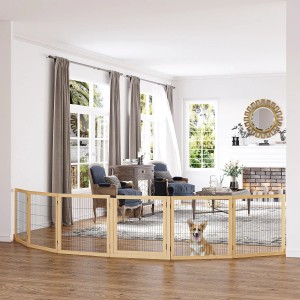 PawHut Türschutzgitter für Hunde, Holz, mit Stützfüßen, flexibel aufstellbar.
