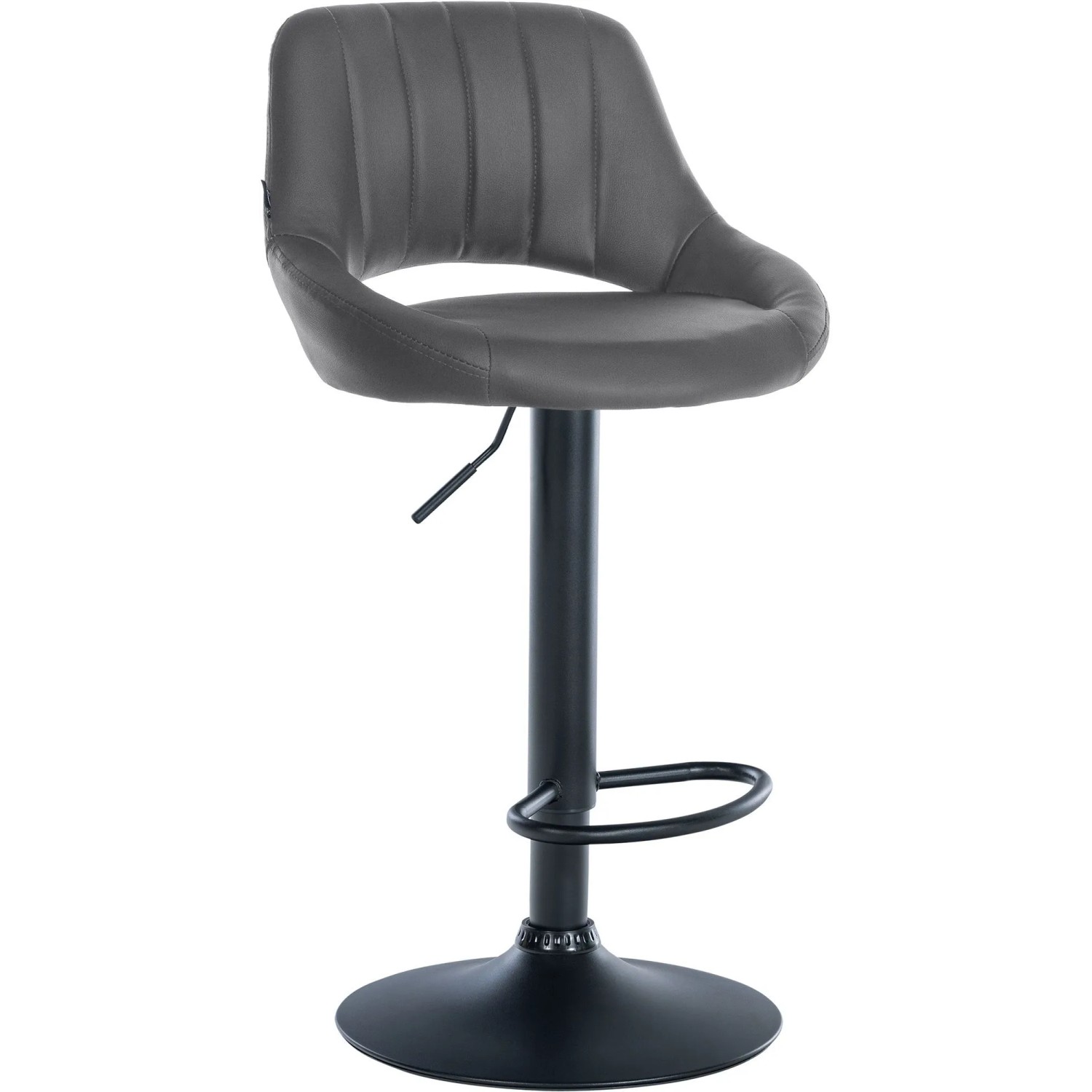 DELUKE Barhocker SEGAD Kunstleder Grau 47x48x85cm Schwarz Barstuhl Höhenverstellbar Mit Lehne Drehbar Tresenhocker Tresenstuhl