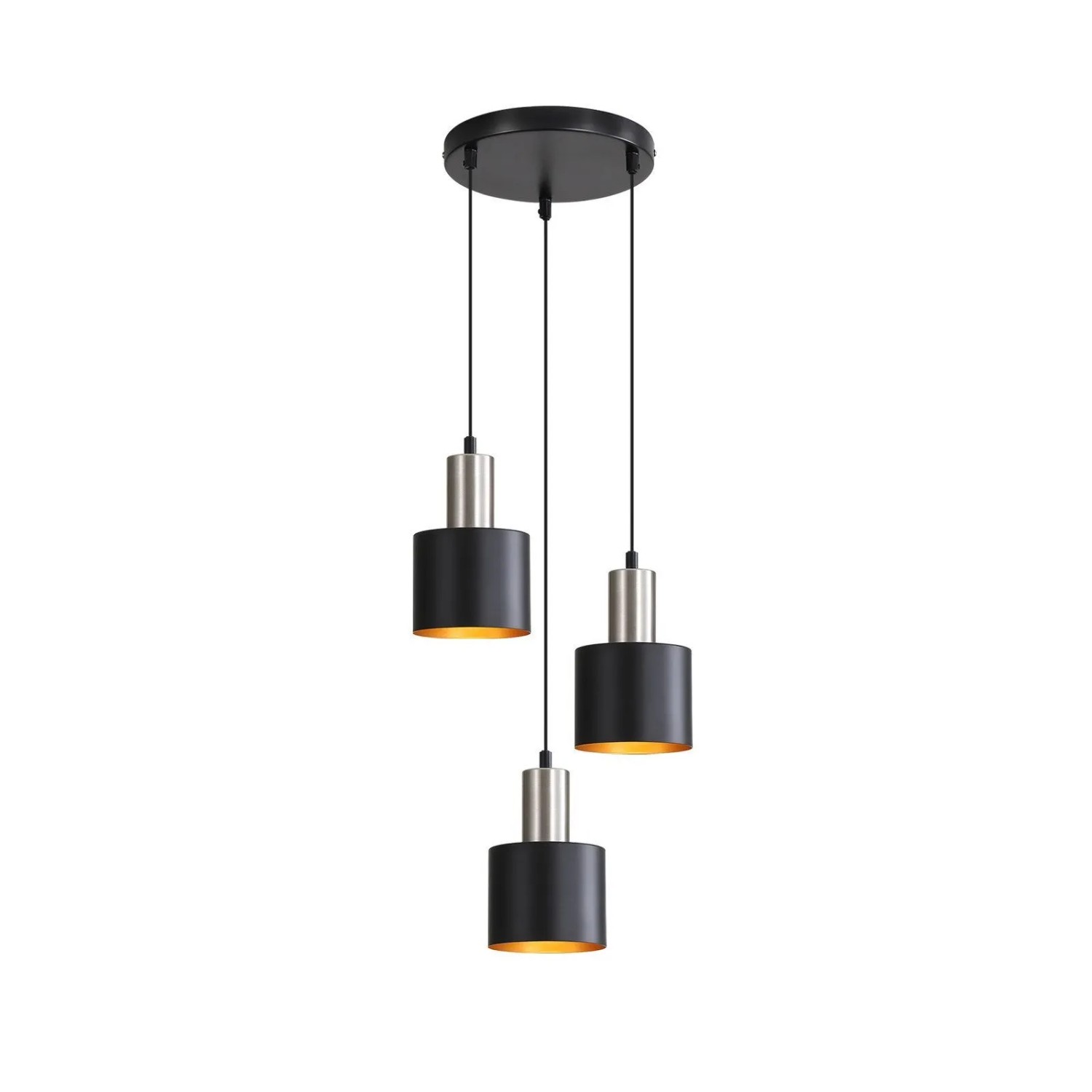 NETTLIFE Pendelleuchte aus Metall L174cm Schwarz 25W 3 Flammig B22cm Modell P101270322YH