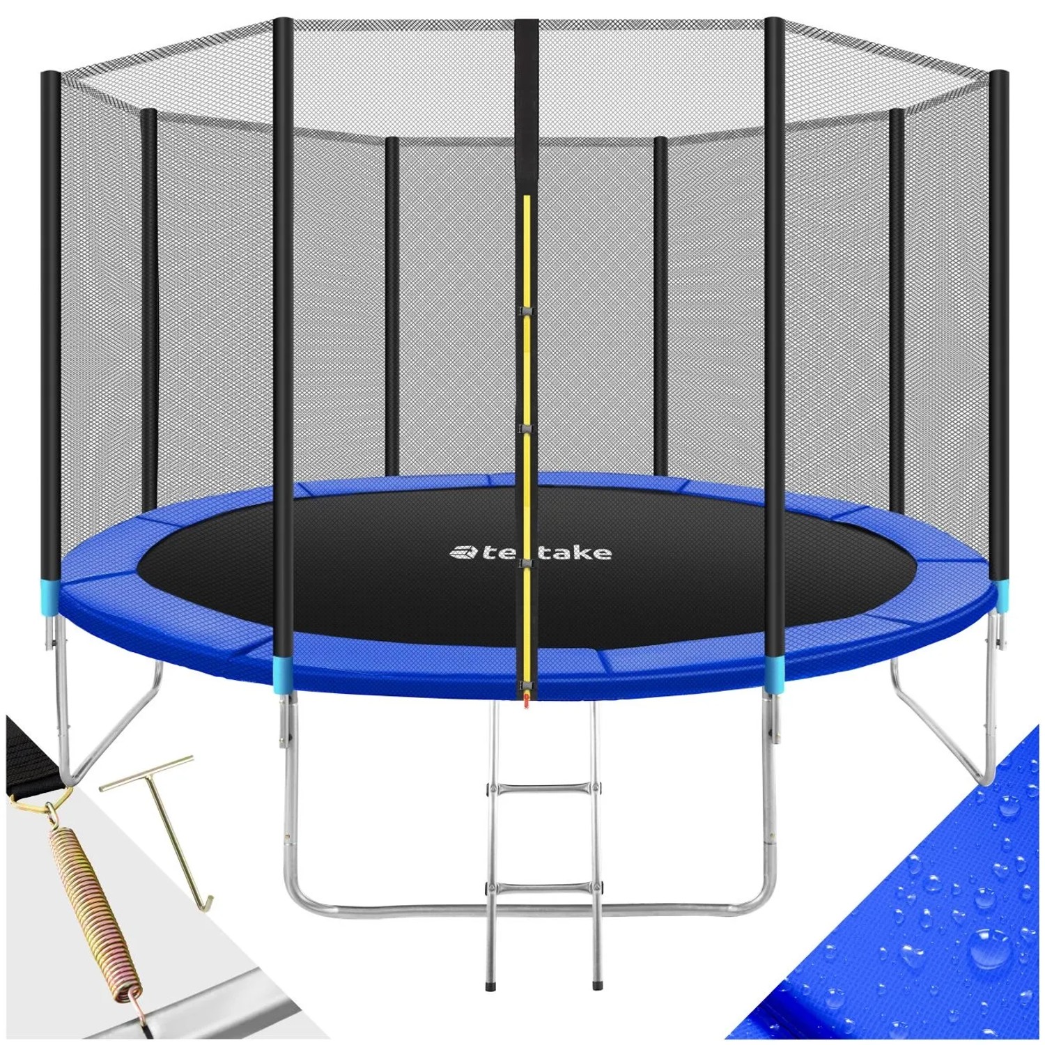 Tectake Trampolin Garfunky Ø 396 cm   Gs Zertifiziert Mit Sicherheitsnetz  396 x 396 x 260 cm Schwarz Blau