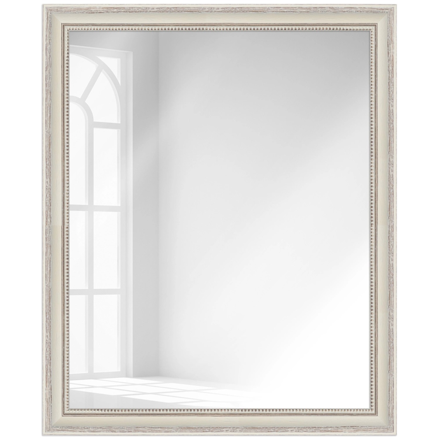 WANDStyle Wandspiegel H390 aus Massivholz in Cremefarben 56 x 66 cm im Stil günstig online kaufen
