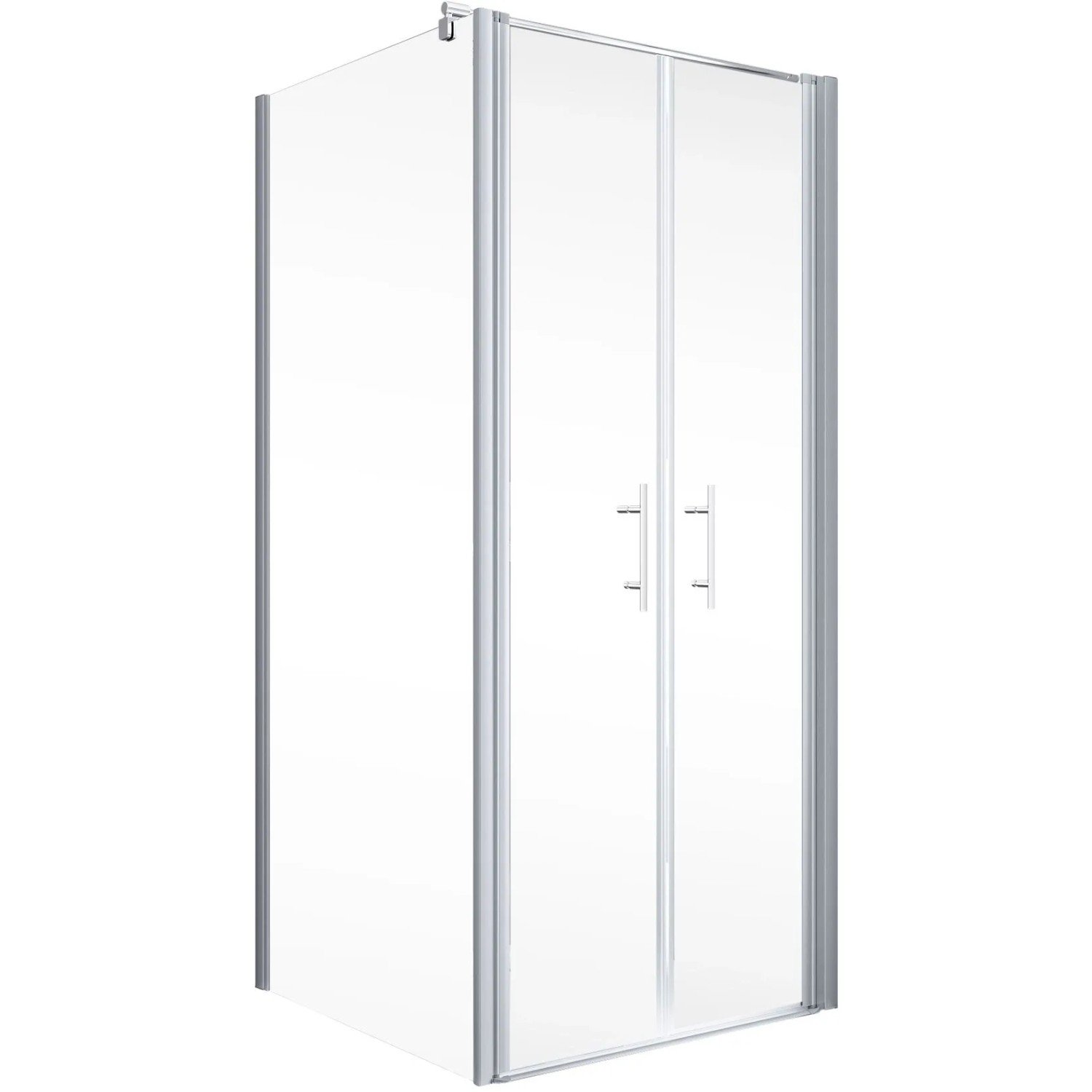 Schulte Eckdusche Alexa Style 2.0 mit Pendeltür, Alu-Natur Rahmen und klarem Glas, 90x90 cm.