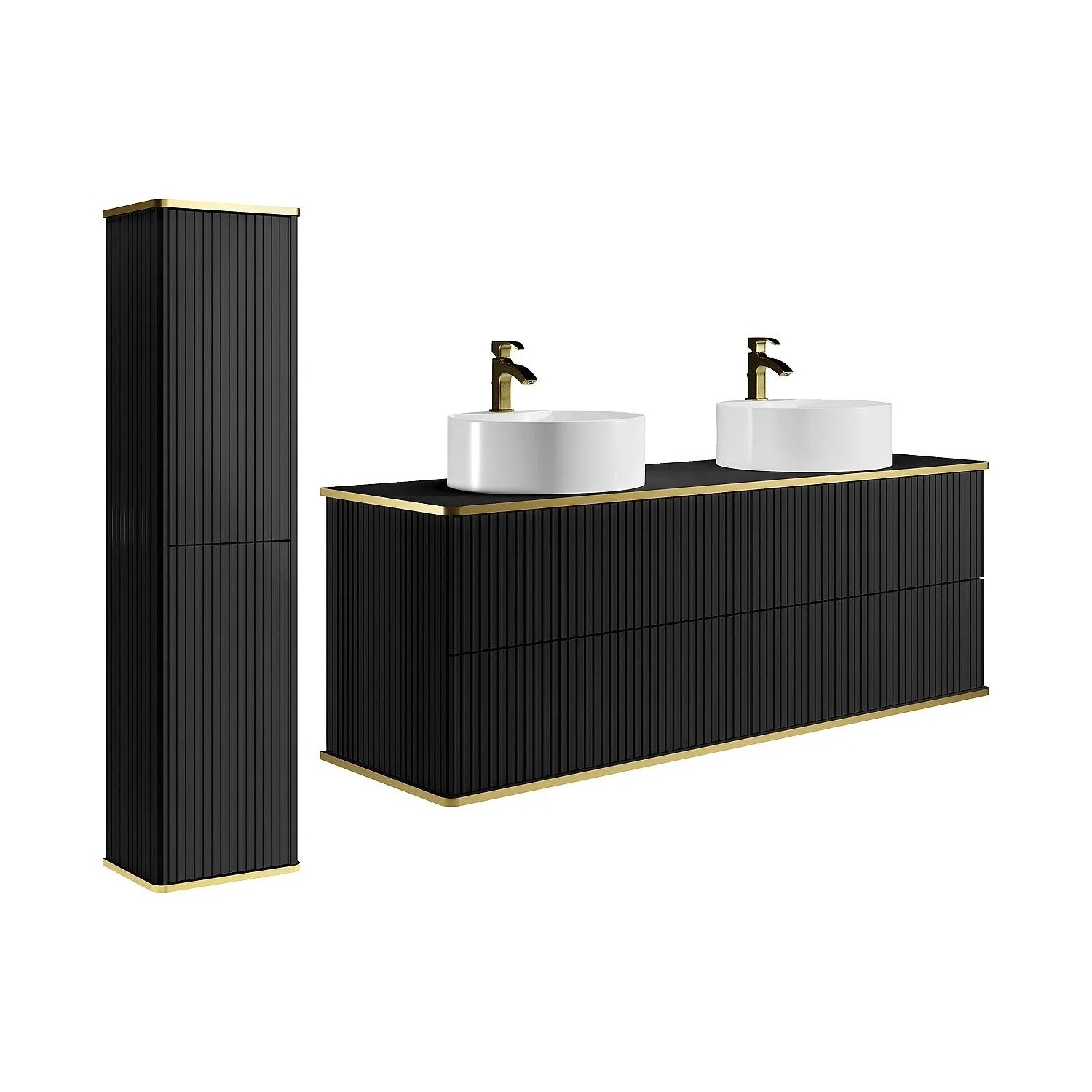 Vente-unique Badmöbel-Set Keliza Schwarz 120 cm