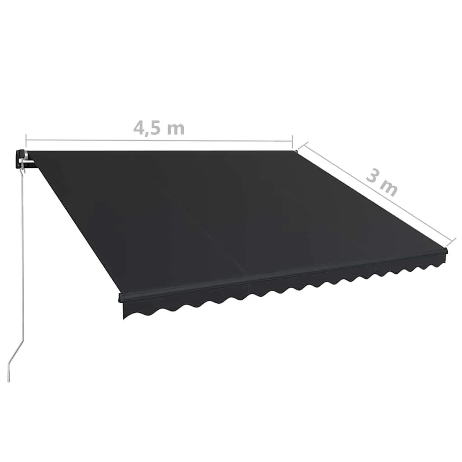 Manuelle vidaXL Markise 450x300 cm in Anthrazit mit Kurbel und LED-Beleuchtung. Perfekt für Terrasse.