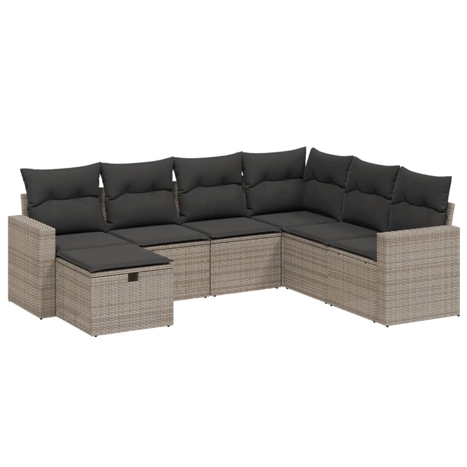 vidaXL 7-Tlg Garten-Sofagarnitur mit Kissen Grau Poly Rattan 3263526