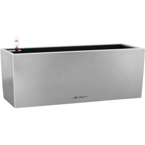 Lechuza Balconera Steel 50 Pflanzgefäß in Perlgrau, 50x19cm, mit Bewässerungssystem.