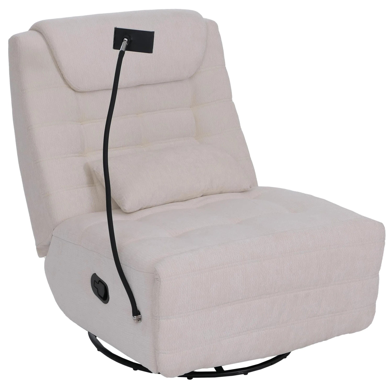 MCW Relaxsessel P92 Drehbar Kippfunktion Handyhalterung Stoff Creme-Weiß