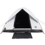 Weißes Furnicato Kuppelzelt mit schwarzem Eingang, offen. Verdunkelnd, ideal für Camping, 2 Personen.