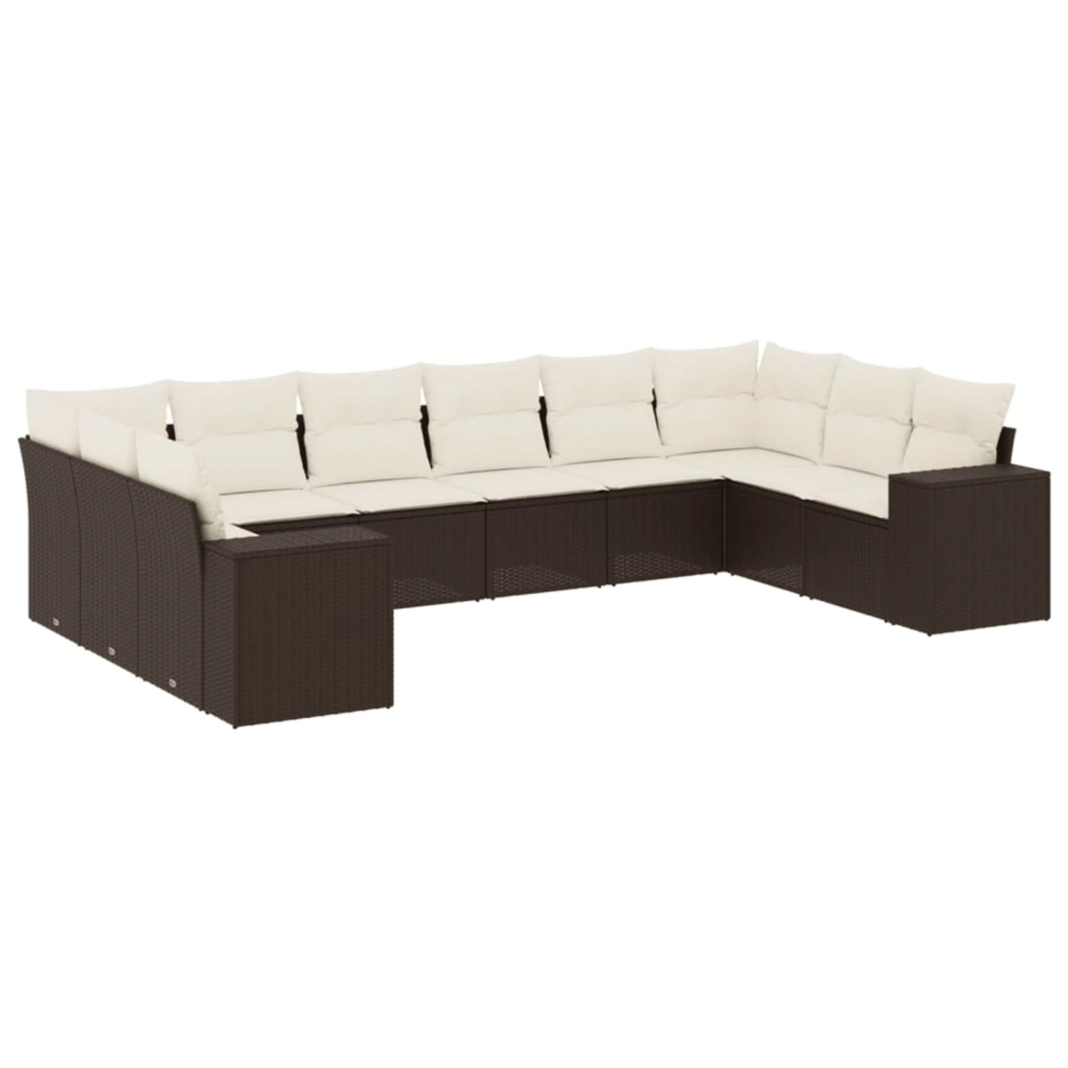 vidaXL 10-Tlg Garten-Sofagarnitur mit Kissen Braun Poly Rattan 3223072 günstig online kaufen