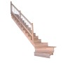 Gewendelte Buchenholztreppe Lindos Pro mit weißem Holz-Edelstahl-Geländer.