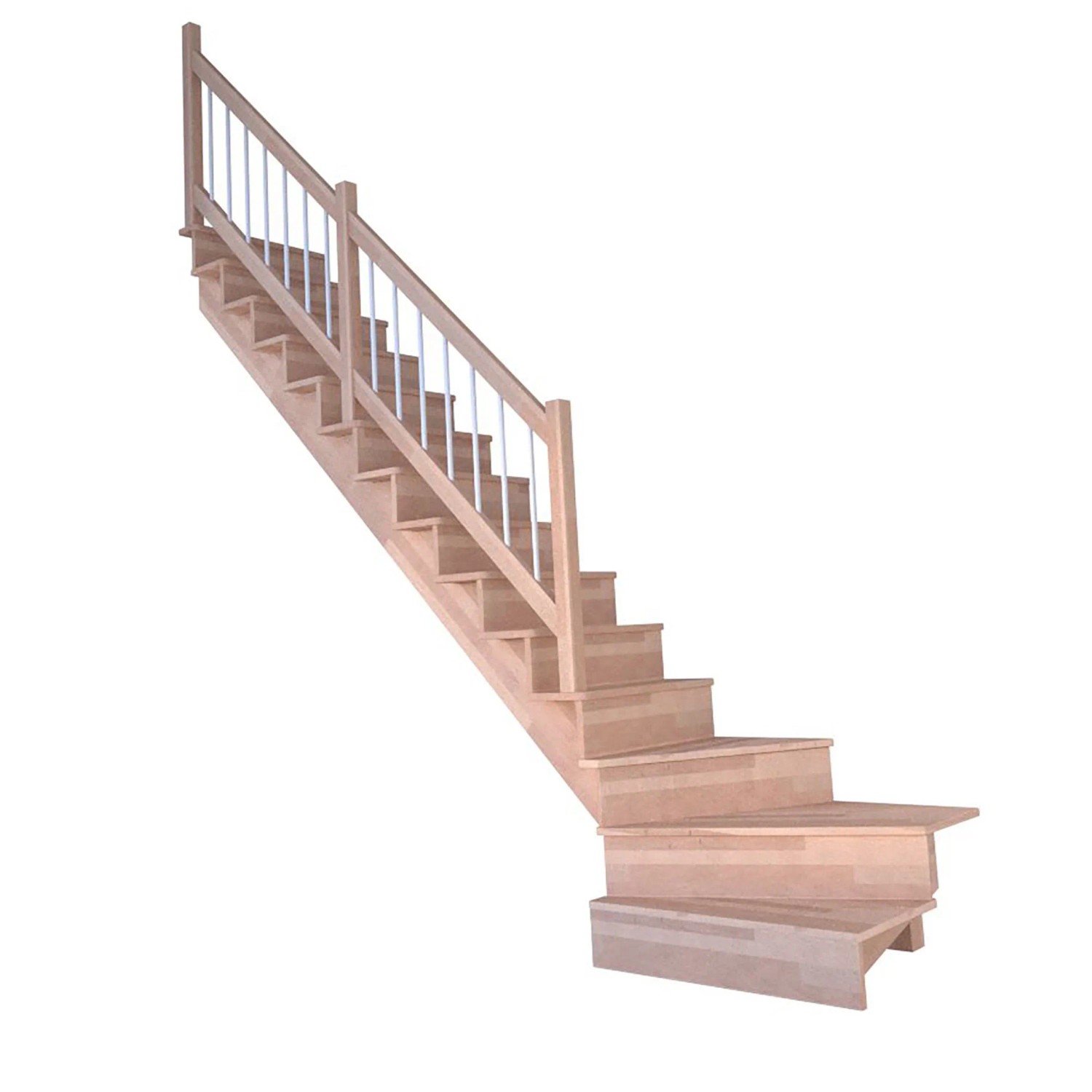 Treppe Lindos Pro Buche Gew. L 80cm Setzstufen Holz-Edelstahl-Geländer Weiß günstig online kaufen