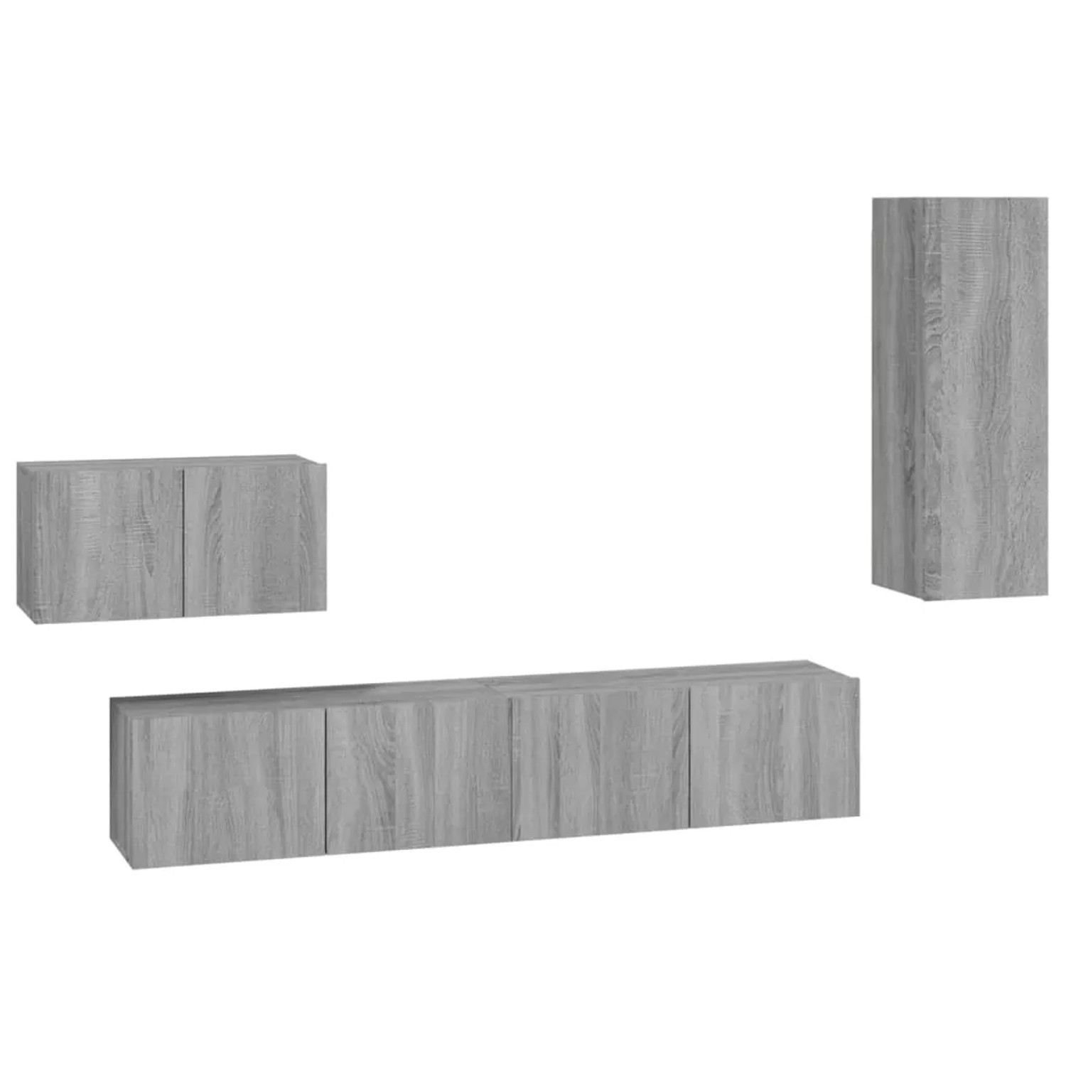 vidaXL 4-tlg. TV-Schrank-Set Grau Sonoma Holzwerkstoff 3