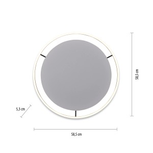 Anthrazitfarbene LED Deckenleuchte Ritus, Ø 60 cm, mit 3-Stufen-Dimmer.