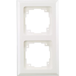 Weißer Mira 2-fach Abdeckrahmen für Unterputz-Elemente. Für waagerechte & senkrechte Montage.