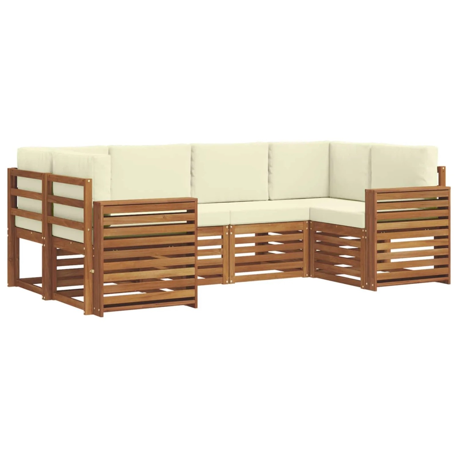 vidaXL Sofagarnituren 6 Tlg Natur und Creme Massivholz Akazie 3375375