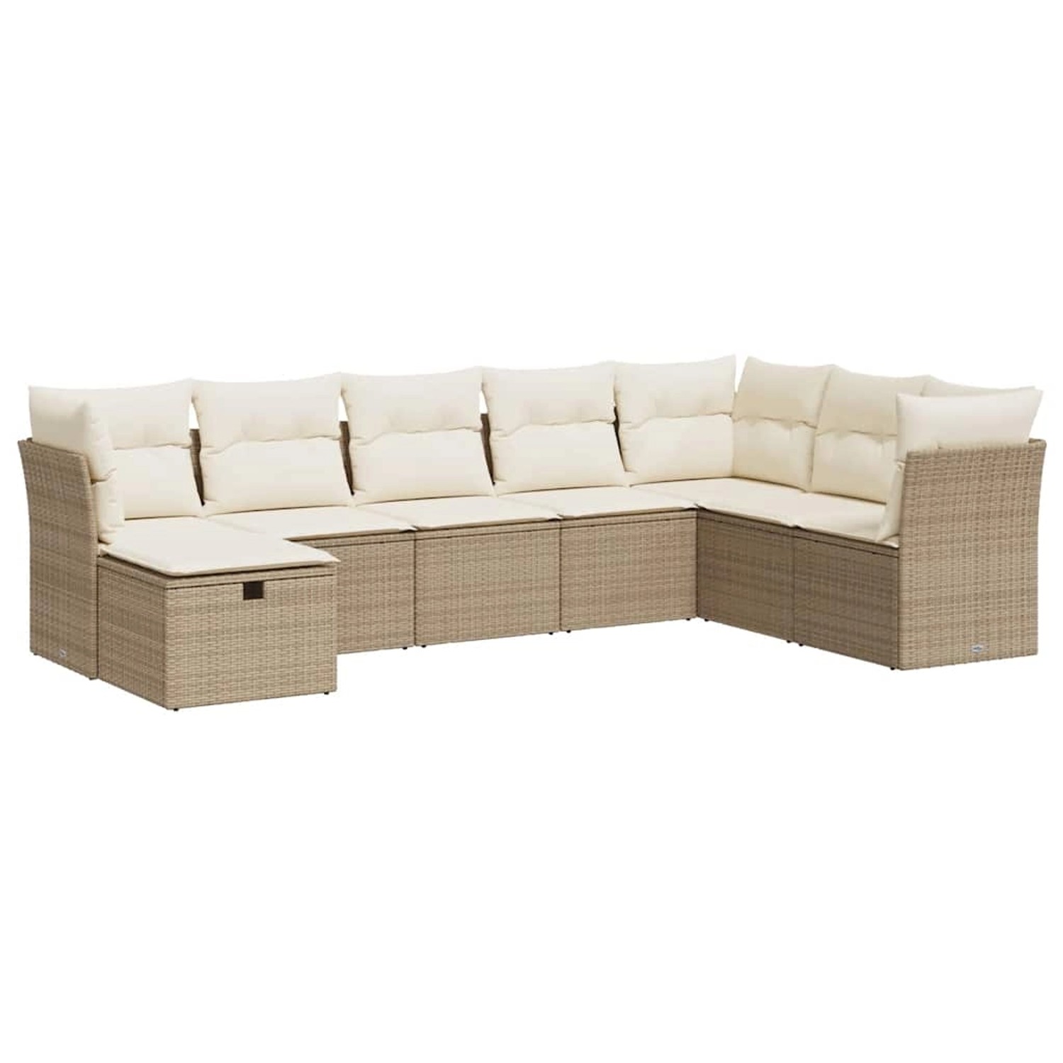 vidaXL 8-Tlg Garten-Sofagarnitur mit Kissen Beige Poly Rattan 3325334 günstig online kaufen