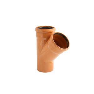 Marley KG-Rohr Einfachabzweig 45° DN 160/160 aus Kunststoff, Detailansicht.