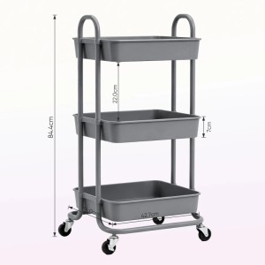 Sekey Servierwagen Rollwagen 35 cm Breit mit 3 Ebenen Badezimmer Küche