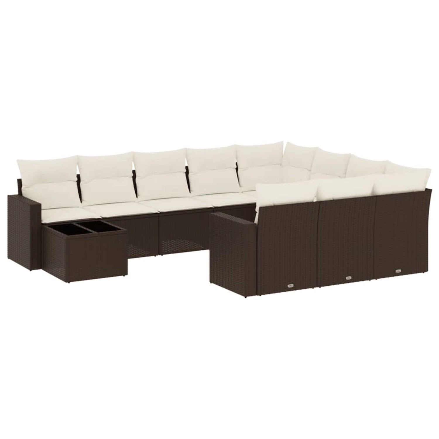 vidaXL 11-Tlg Garten-Sofagarnitur mit Kissen Braun Poly Rattan 3219523 günstig online kaufen