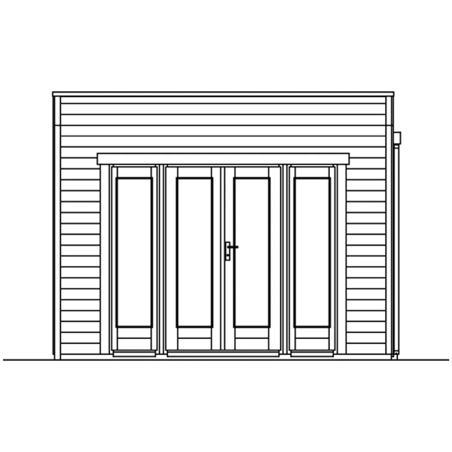 Holz-Gartenhaus Skan Holz Tokio 2, schiefergrau, 340x340 cm, mit Doppeltür. Ideal zur Geräteaufbewahrung.