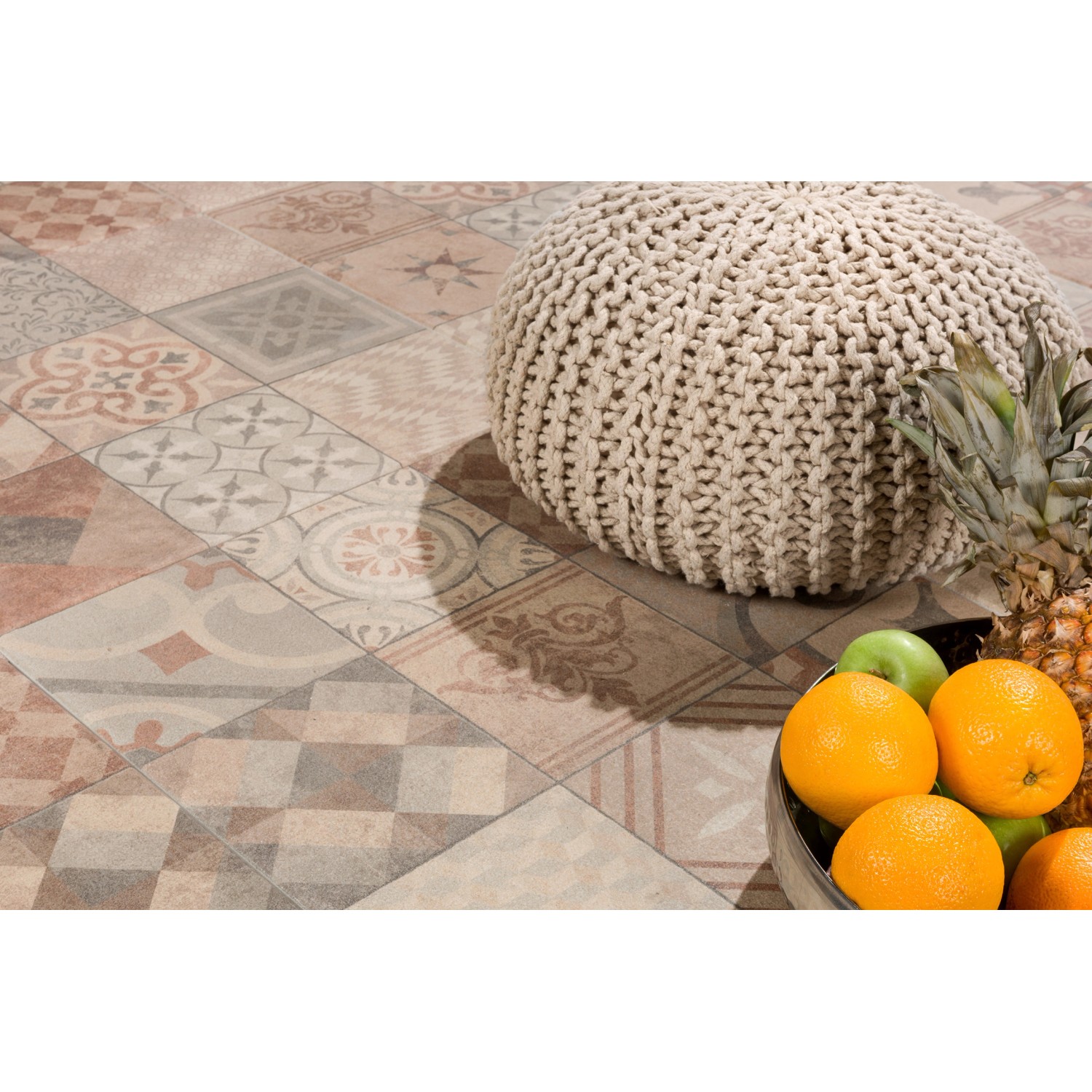 EHL Terrassenplatte Mosaik Salihari Beige-Grau, 60x60 cm. Terrassenplatten mit orientalischem Muster.