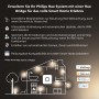 Philips Hue Bridge: Illustration eines Hauses mit smarten Lampen und Kompatibilitätshinweisen.