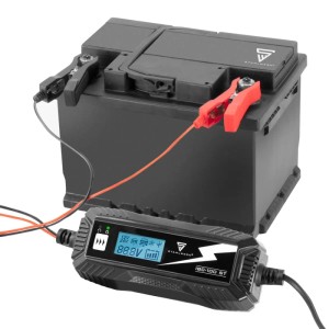 STAHLWERK Batterieladegerät IBC-100 ST mit Batterie, Klemmen und Display. Autopflege.