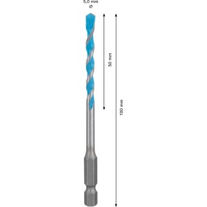 Bosch Expert Hex-9 Multi Construction Bohrer, 5 mm Durchmesser, 100 mm Länge.