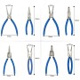 CCLIFE Sprengringzangen Set 4tlg, 150mm, mit geraden und gebogenen Spitzen für Innen- und Außensicherungsringe, blaue Griffe.