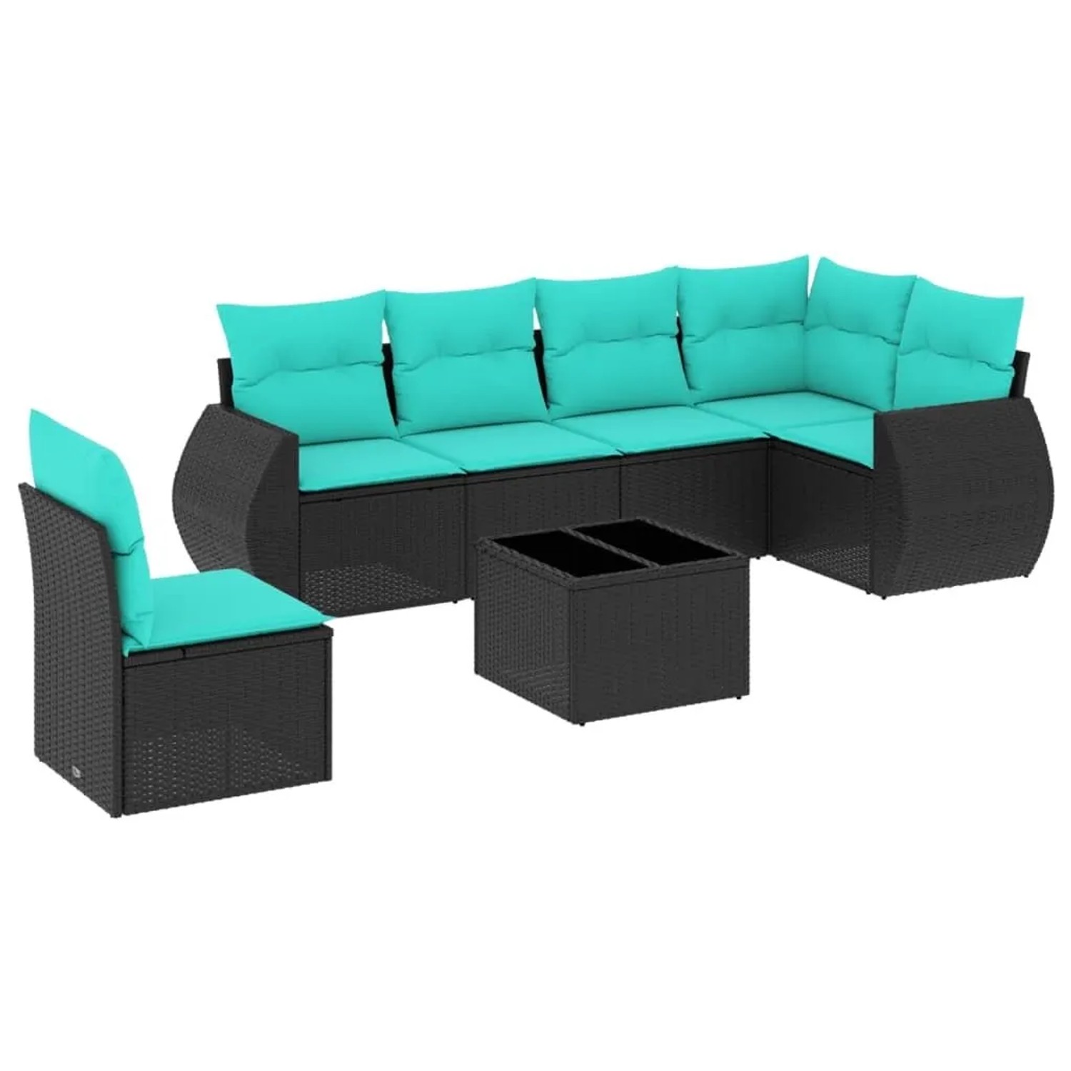 vidaXL 7-Tlg Gartensofa-Set mit Kissen Schwarz Polyrattan 3221436 günstig online kaufen