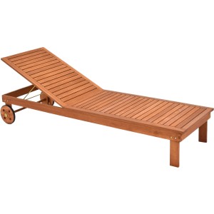 Merxx Sonnenliege 2er Set aus Holz mit verstellbarer Rückenlehne und Rädern.
