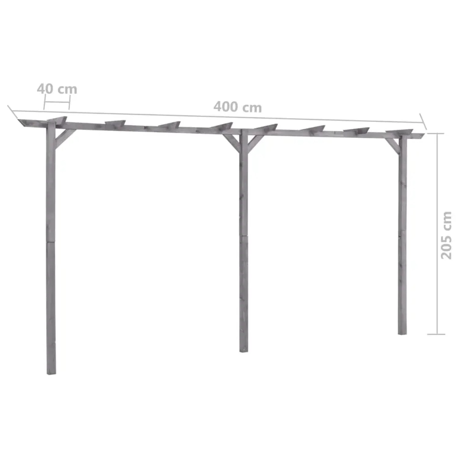 vidaXL Pergola Holz Grau 400 x 40 x 205 cm kaufen bei OBI