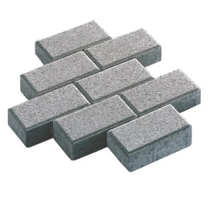 Graue Rechteckpflastersteine, 20x10x6 cm, aus Beton, geeignet für Einfahrten und Stellplätze.