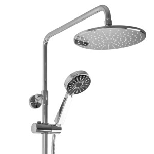 PaulGurkes Duschsystem mit glänzender Chrom-Regendusche und Handbrause. Thermostat Aufputz Brauseset für die Dusche.