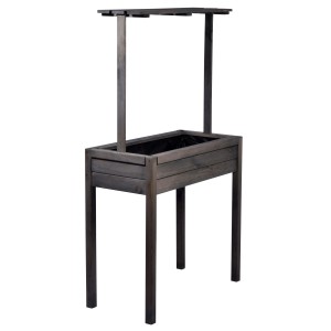 Anthrazitfarbenes Dobar Hochbeet Florenz mit Ablage, 80x40x145 cm, aus FSC®-Holz.