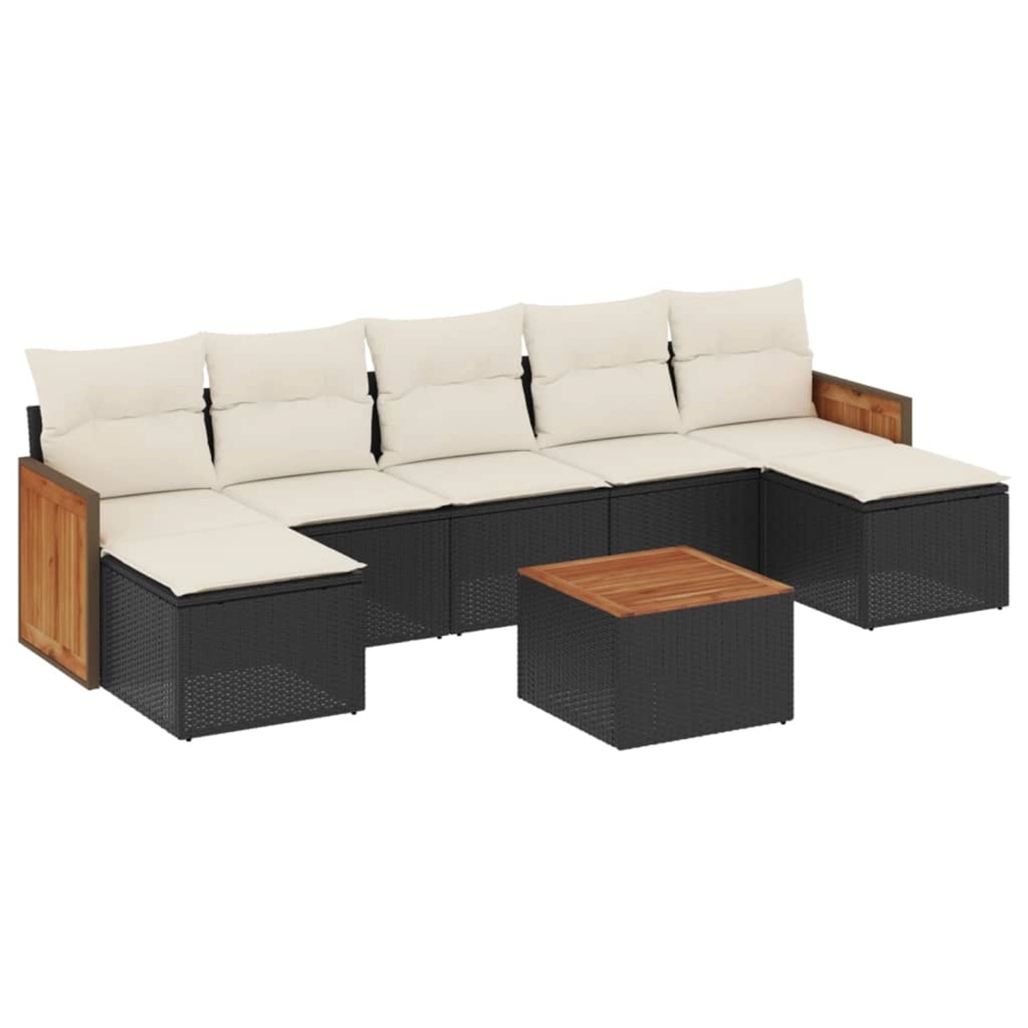 vidaXL 8-Tlg Garten-Sofagarnitur mit Kissen Schwarz Poly Rattan 3227918 günstig online kaufen