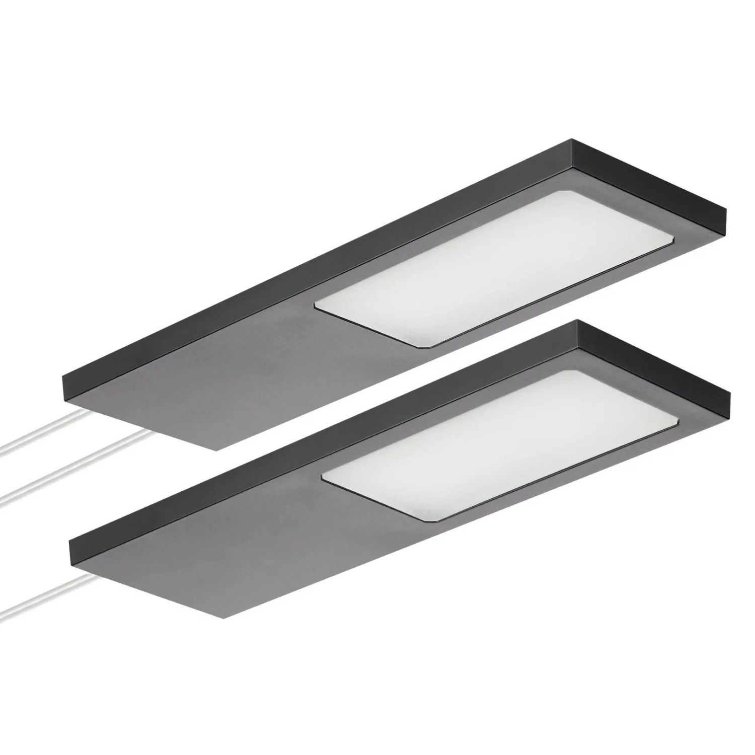 SOTECH 2er Set LED Möbelleuchten GIULIA II Ohne Sensor Schwarz 4000K Neutralweiß inkl. Trafo und Verteiler