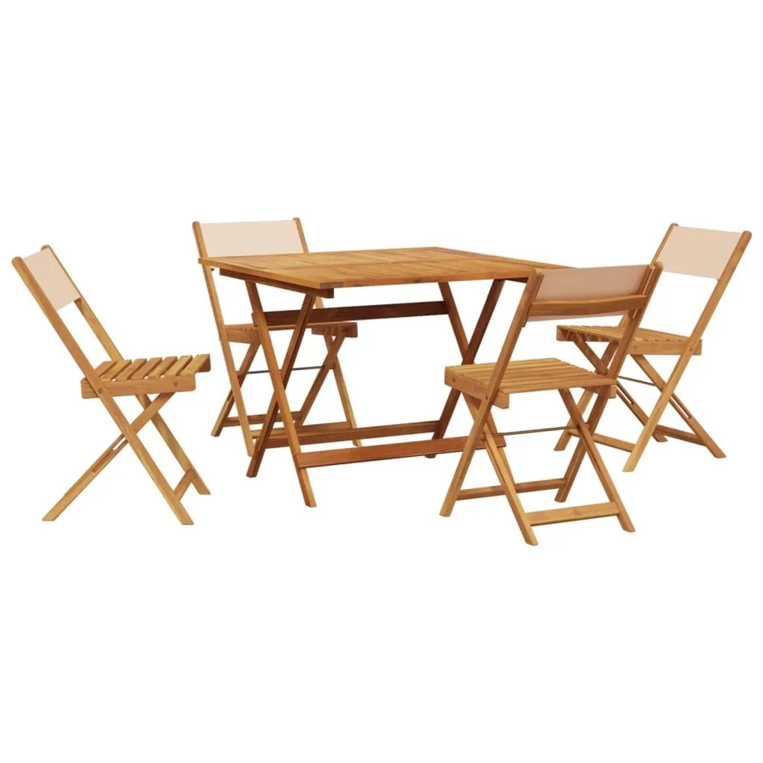 vidaXL 5-Tlg Garten-Essgruppe Stoff und Massivholz Beige 3281787