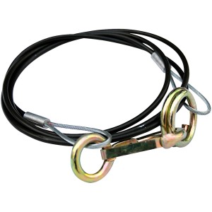 Las Fangseil mit Haken, 1 m, für Autoanhänger. Stahlseil mit PVC-Ummantelung und Ringen.