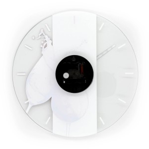 Transparente Wall-Art Wanduhr aus Glas mit Weingläser Motiv, Ø 30 cm.