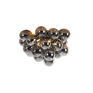 QAZQA Design Deckenleuchte Uvas mit 6 Rauchglas Lampen in Schwarz.