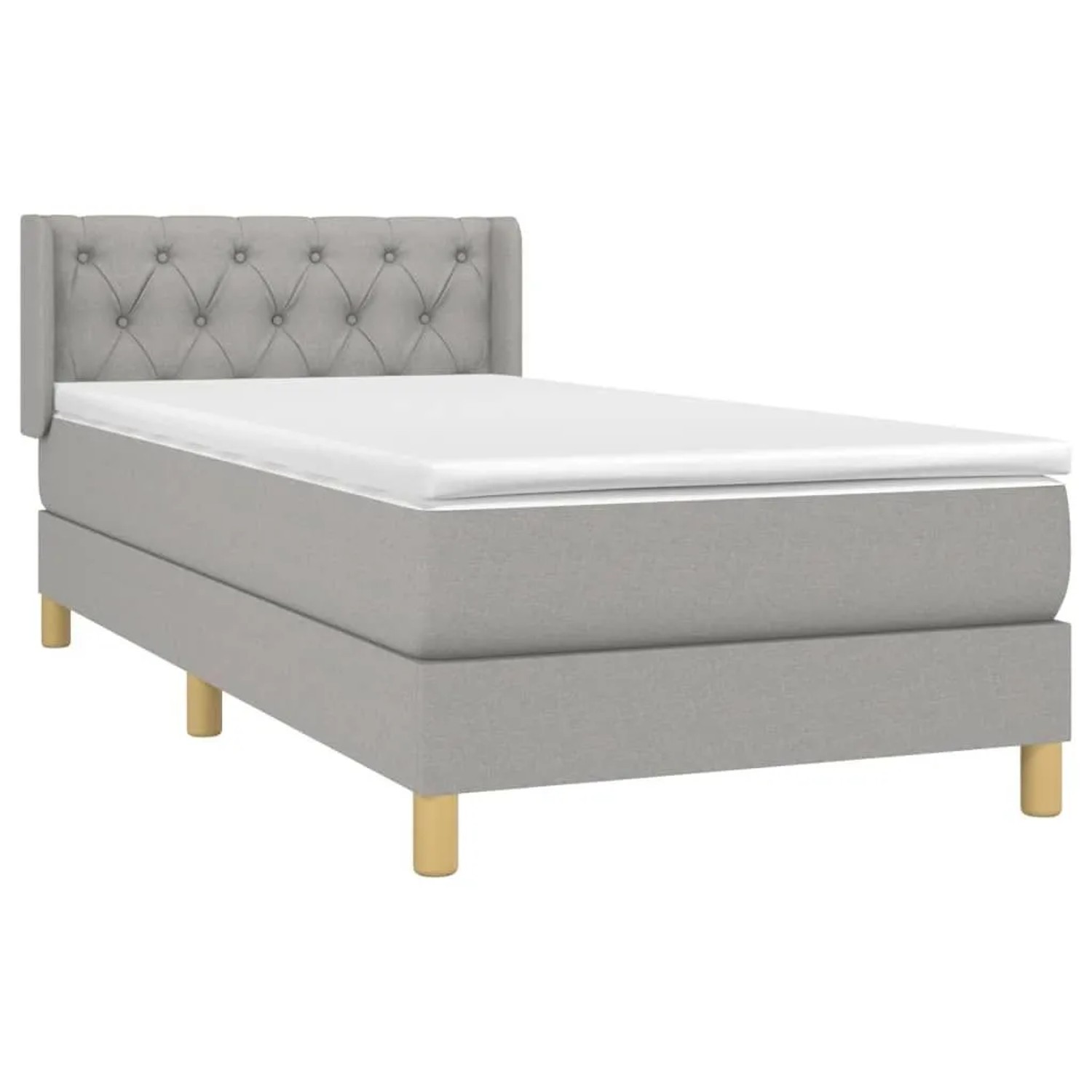 vidaXL Boxspringbett mit Matratze Hellgrau 80x200 cm Stoff 3130465