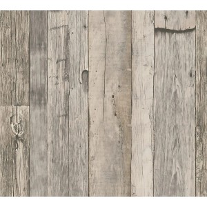 PROFHOME Holz Tapete in Grau, Weiß und Beige mit Holzoptik für Wohnräume.