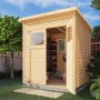 Bertilo Gartenhaus Amrum 2 aus Holz, 180x174 cm, mit Doppeltür und Lichtausschnitten.