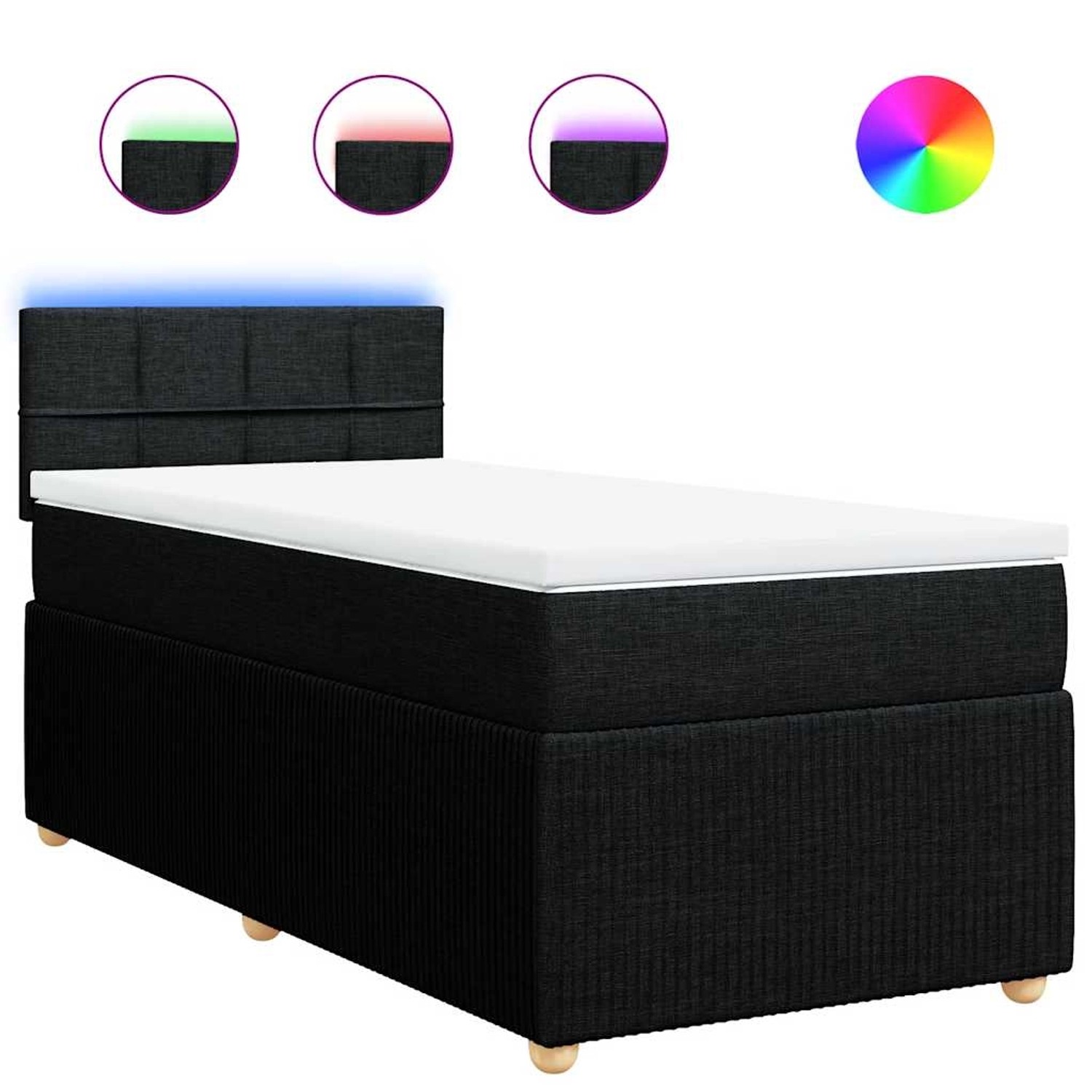 vidaXL Boxspringbett mit Matratze Schwarz 90x190 cm Stoff 3289613 günstig online kaufen