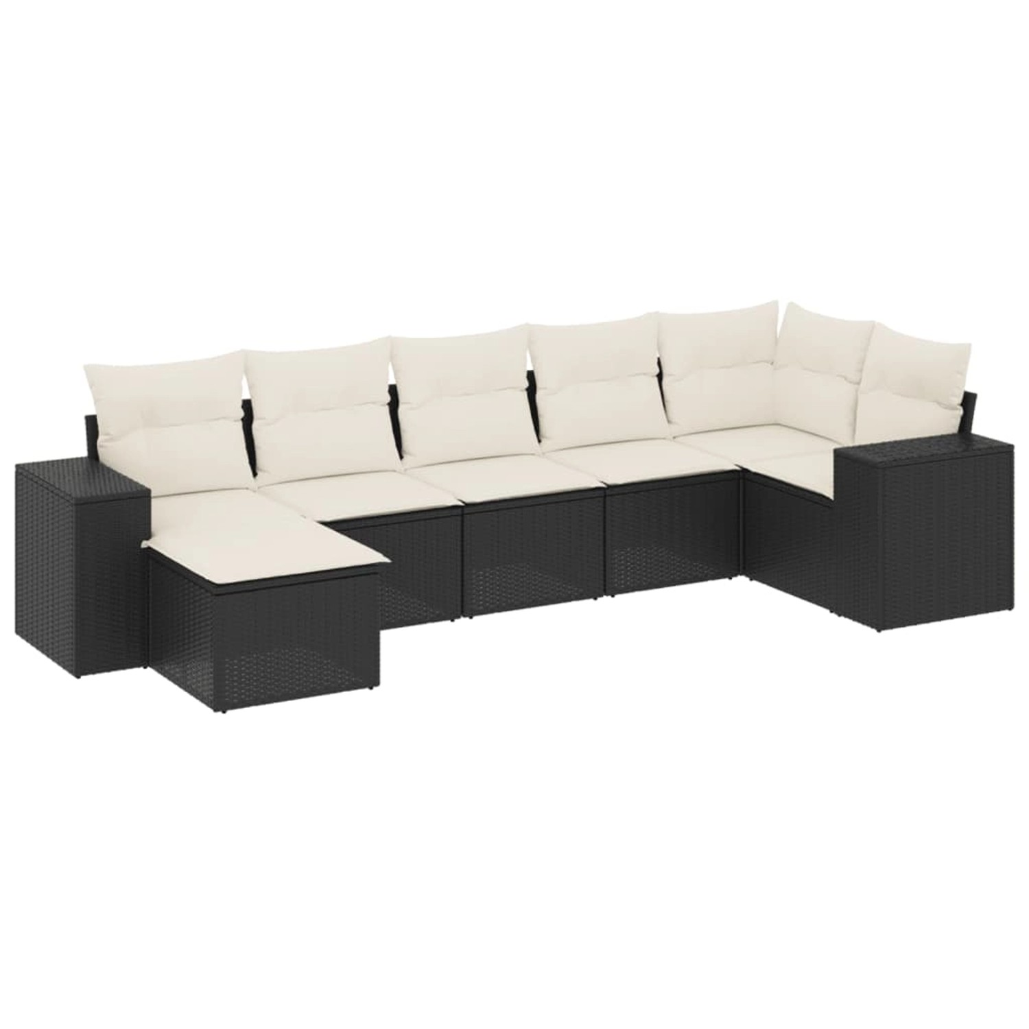 vidaXL 7-Tlg Garten-Sofagarnitur mit Kissen Schwarz Poly Rattan 3255213 günstig online kaufen