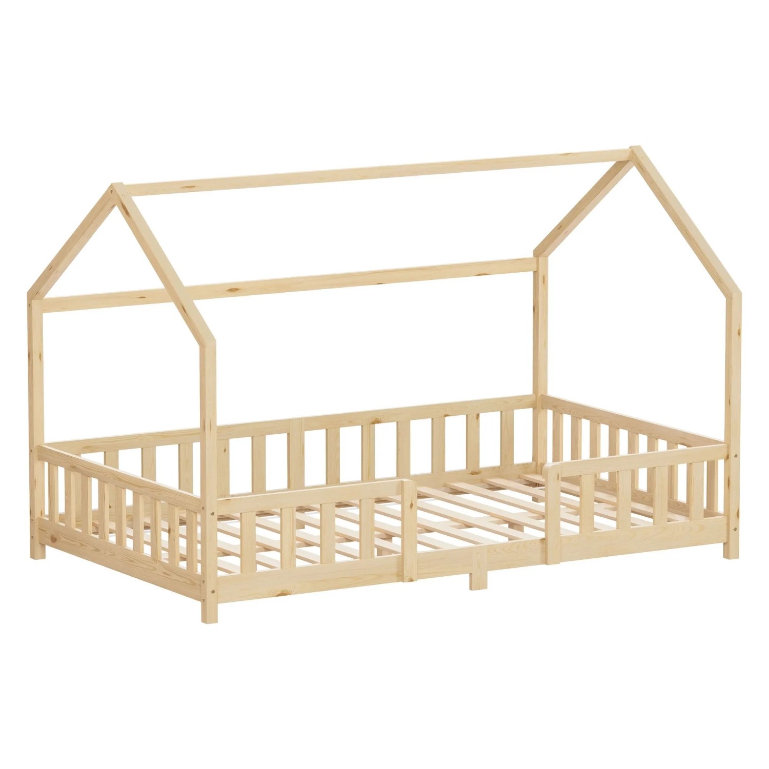 ML-Design Kinderbett 120x200 cm mit Rausfallschutz Natur Kiefernholz