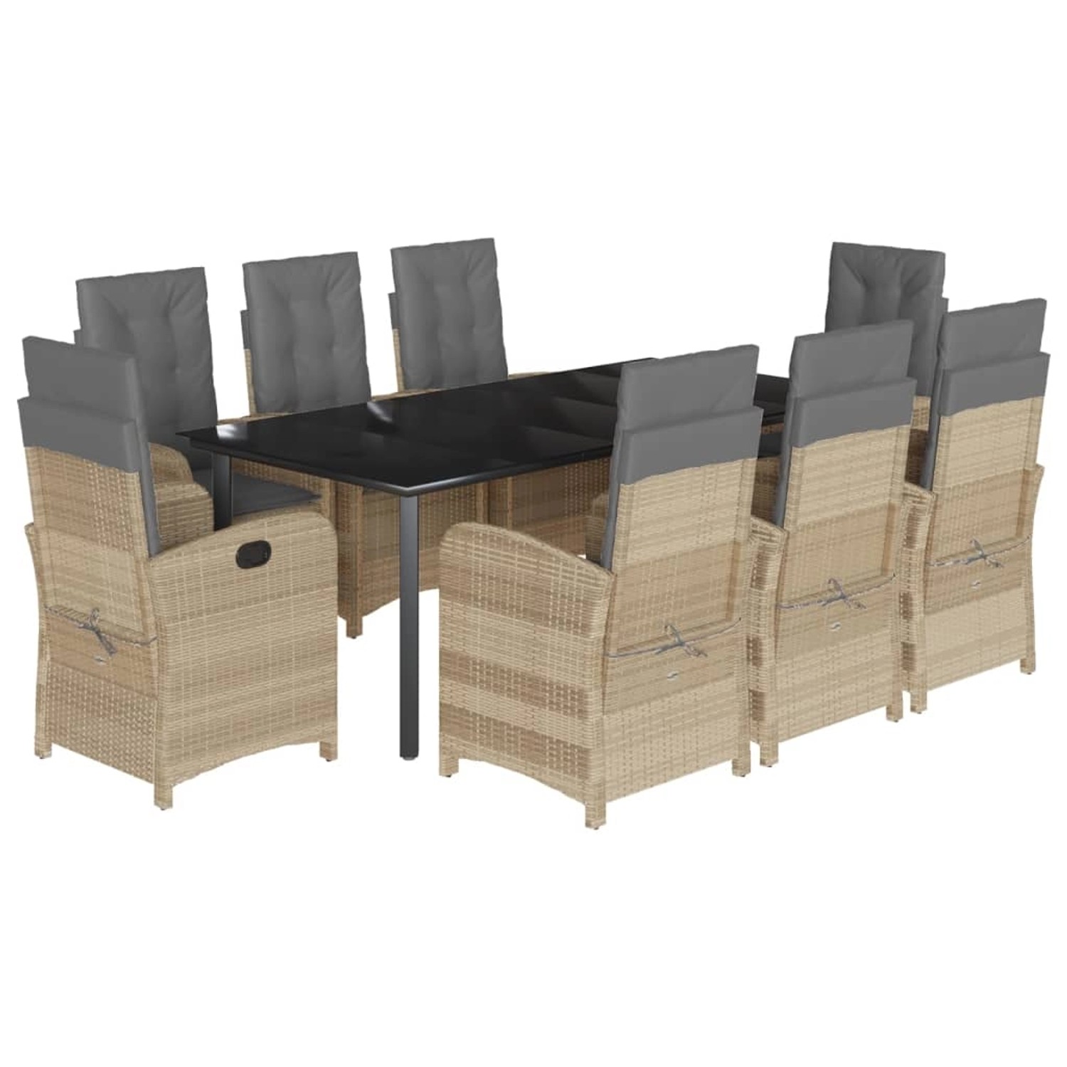 vidaXL 9-Tlg Garten-Essgruppe mit Kissen Beigemischung Poly Rattan 3212408 günstig online kaufen